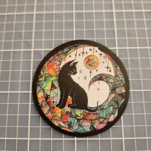 10/$10 Sticker Stained Glass Black Cat Theme Wicca Witchy